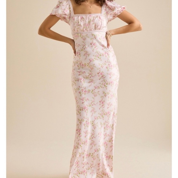 Altard State light pink floral satin maxi dress - Picture 1 of 3